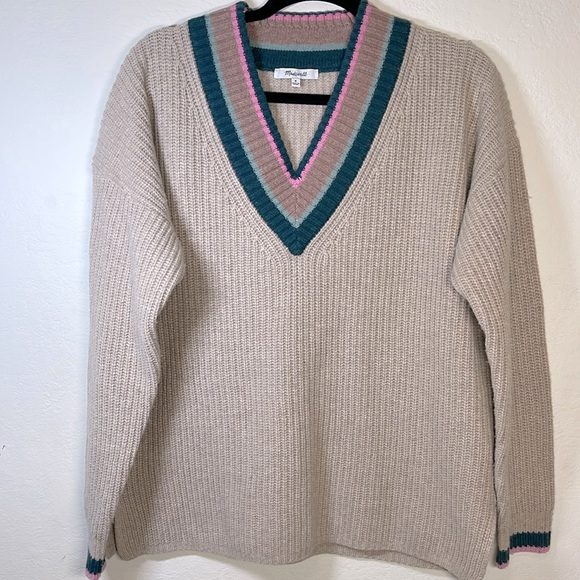 Madewell Tipped Forrest V-Neck Sweater - Picture 4 of 8
